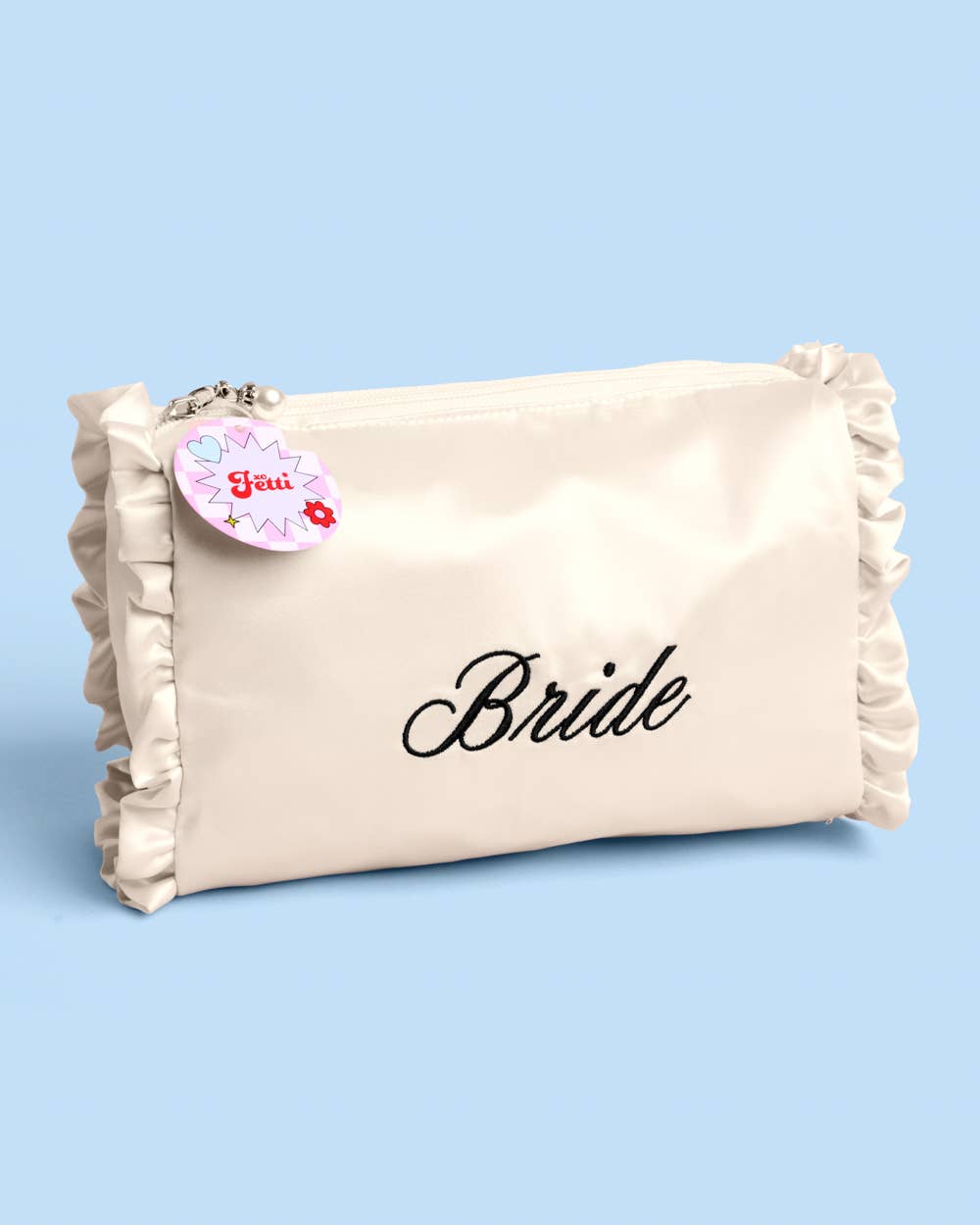 Embroidered Bride Satin Cosmetic Bag