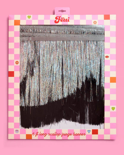 Black & Silver Scallop Fringe Banner
