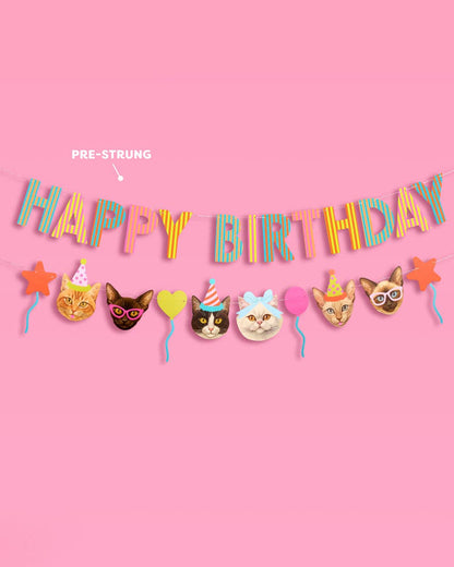 Happy Birthday Cat Party Banner