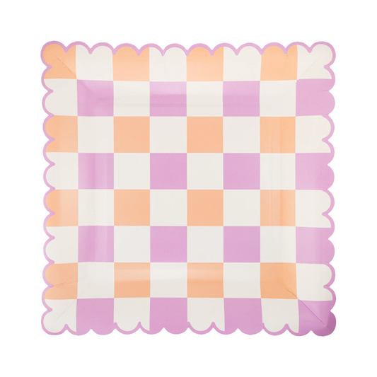 Retro Spring Check Paper Plate