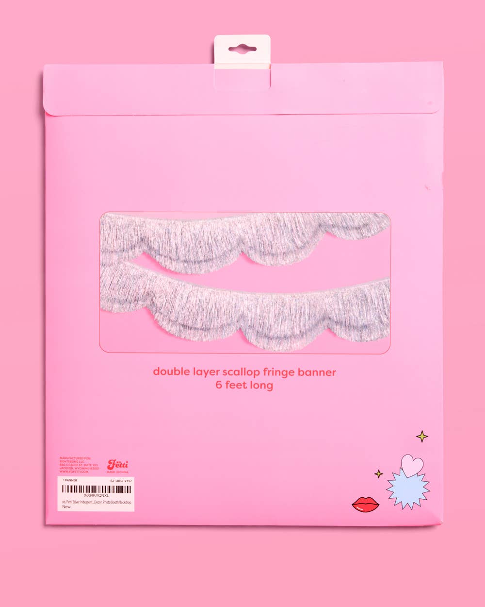 Silver Iridescent Scalloped Fringe Banner