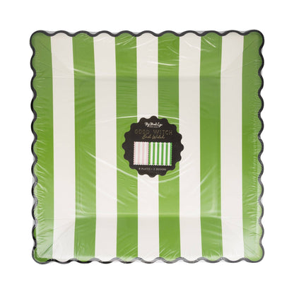 Green Stripe Pink Stripe 11" Plate Set