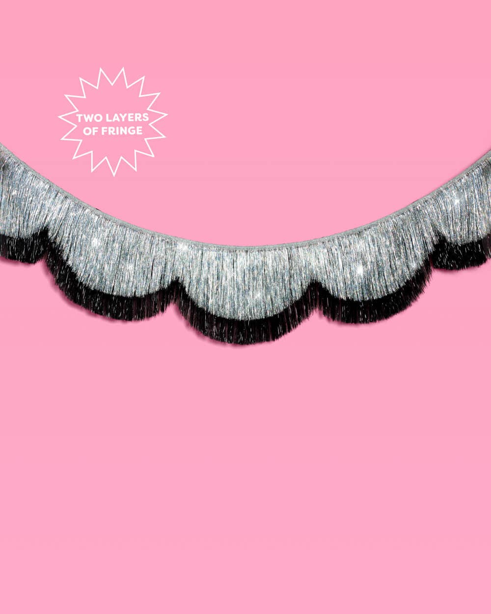 Black & Silver Scallop Fringe Banner