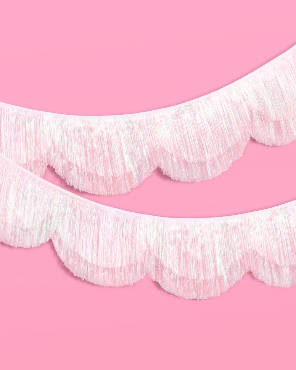 White Iridescent Scallop Fringe Banner