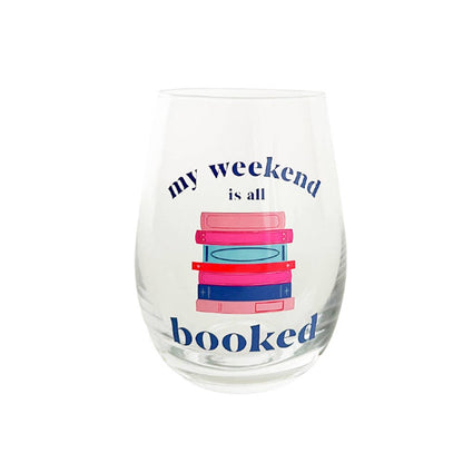 Jollity & Co. + Daydream Society - Book Club "My Weekend Is Booked Wine Glass