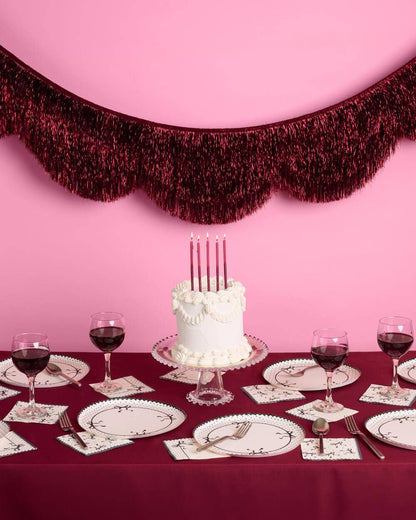 Burgundy Fringe Banner