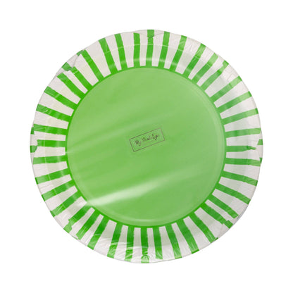 Green Striped Scallops 9" Plate