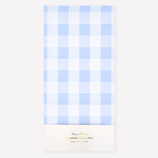 Blue Gingham Paper Tablecloth