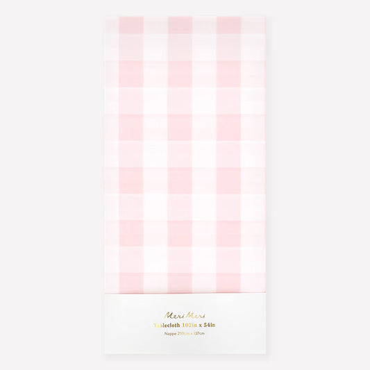 Pink Gingham Paper Tablecloth