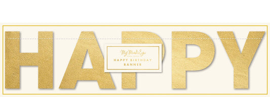 Classic Gold Happy Birthday Banner