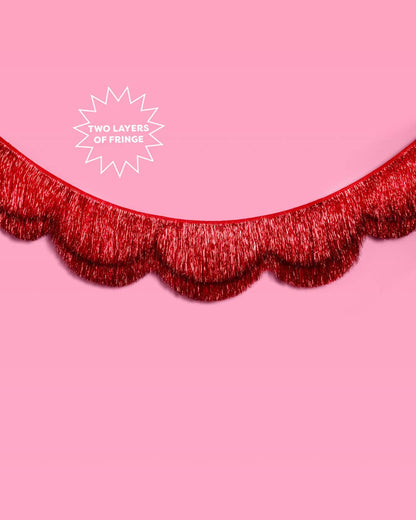 Red Scallop Fringe Banner