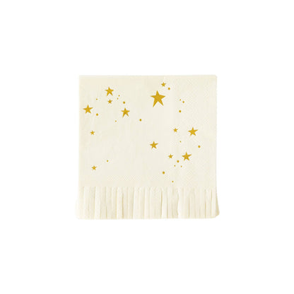 Baby Neutral Star Fringed Cocktail Napkin