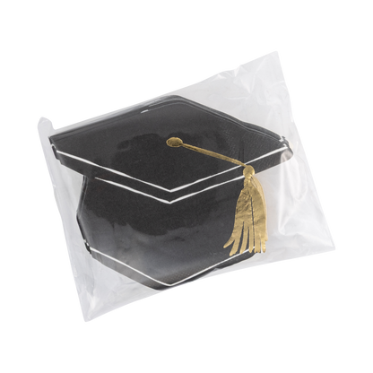 Foil Black and White Grad Hat Shaped Cocktail Napkin Set