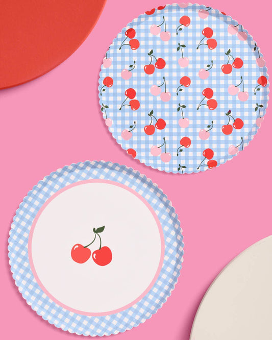 Cherry Gingham Paper Plates