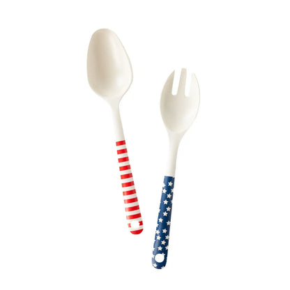 Stars and Stripes Salad Spoon and Fork- Reusable