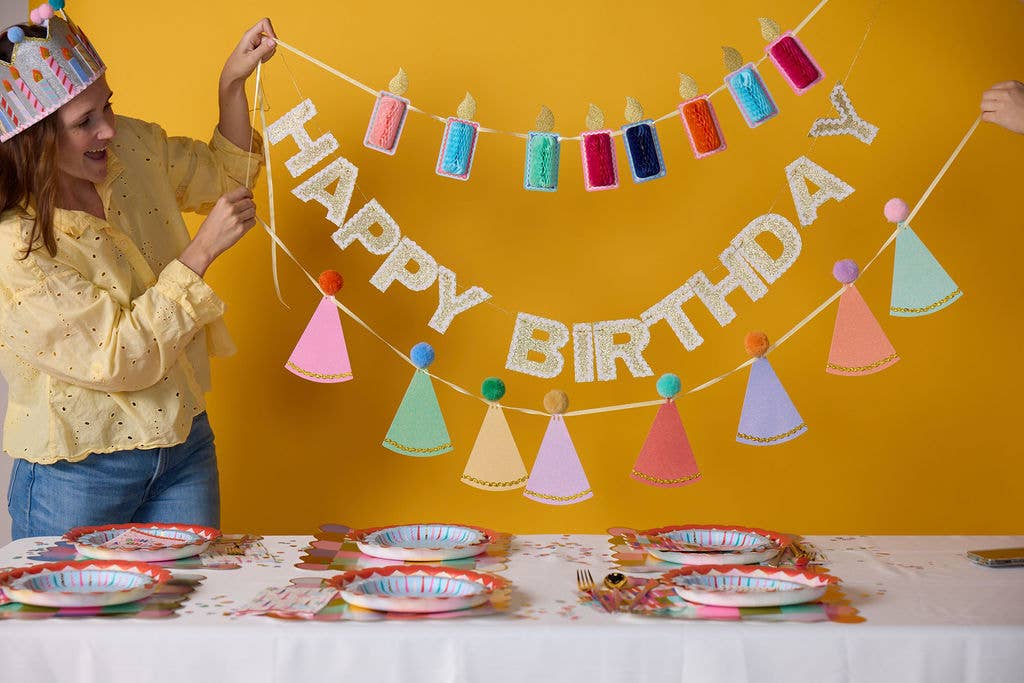 Happy Birthday Gold Reusable Banner