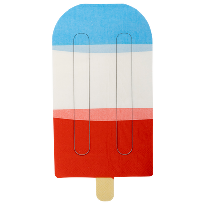 Red White Blue Ice Pop Shaped Paper Guest Napkin