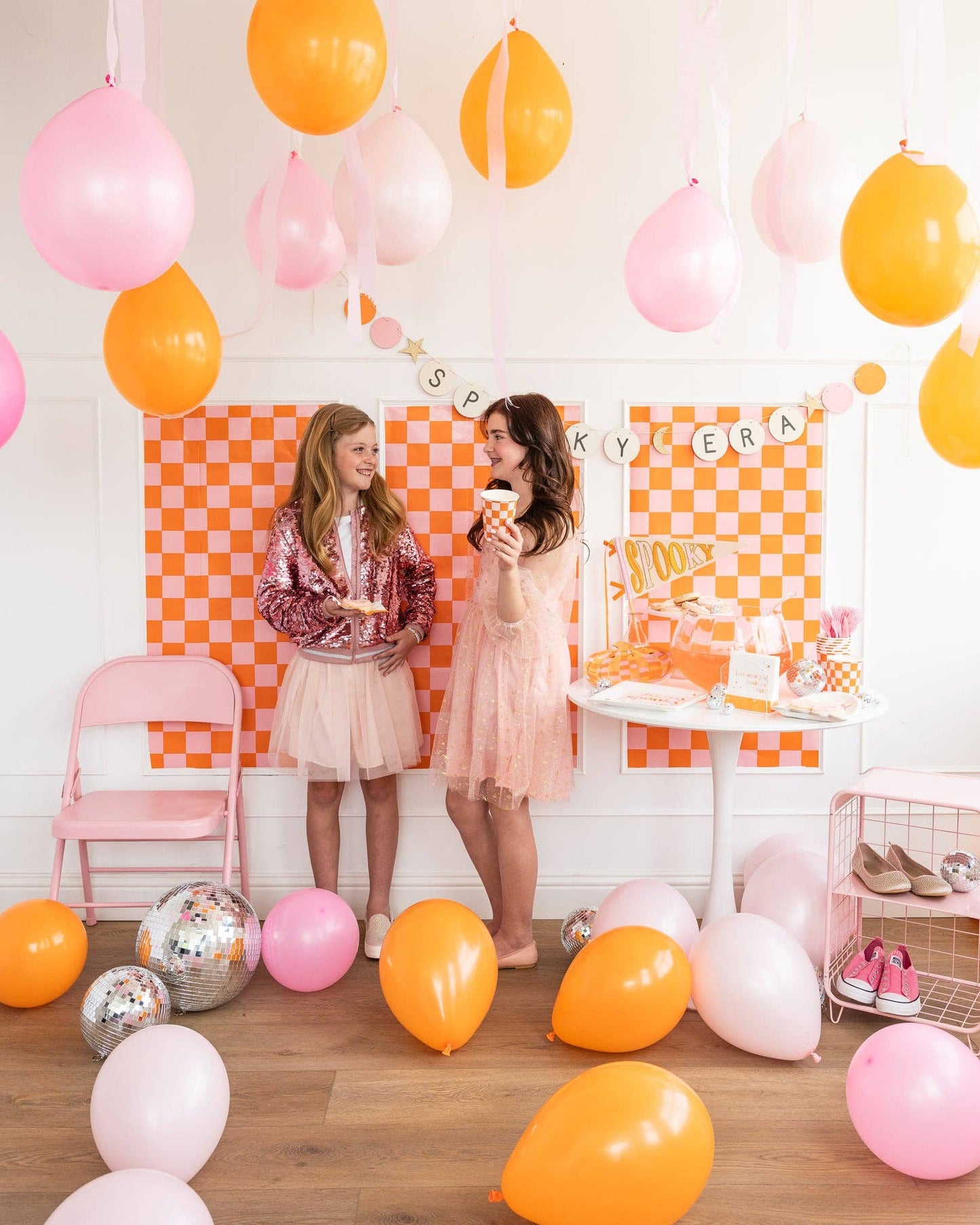 Orange and Pink Checked Party Cup