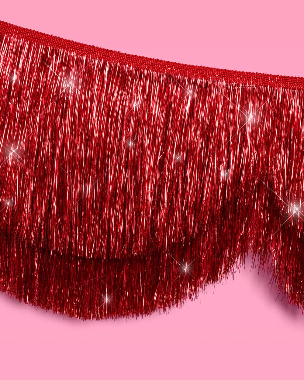 Red Scallop Fringe Banner