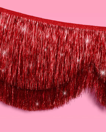Red Scallop Fringe Banner