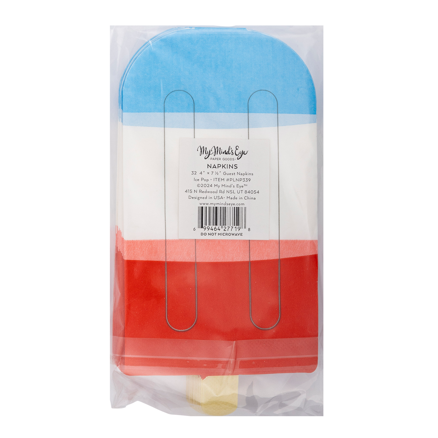 Red White Blue Ice Pop Shaped Paper Guest Napkin