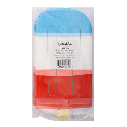 Red White Blue Ice Pop Shaped Paper Guest Napkin