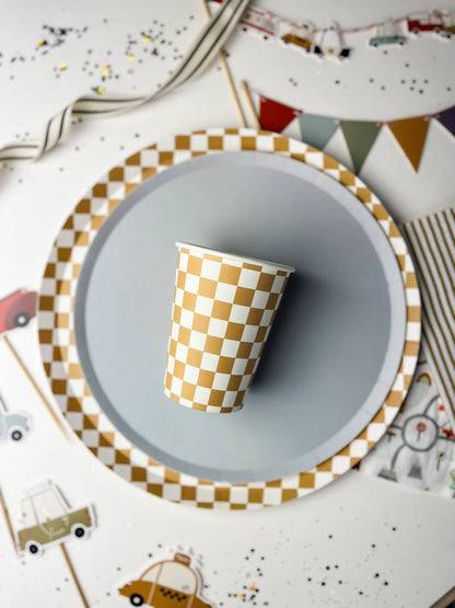 Checkered Gold Matte Cups