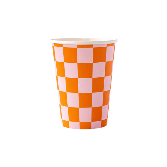 Orange and Pink Checked Party Cup