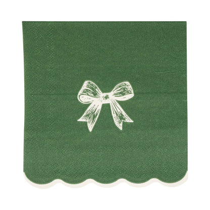 Gold + Green Bow Cocktail Napkin