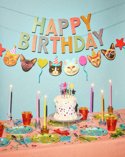 Happy Birthday Cat Party Banner
