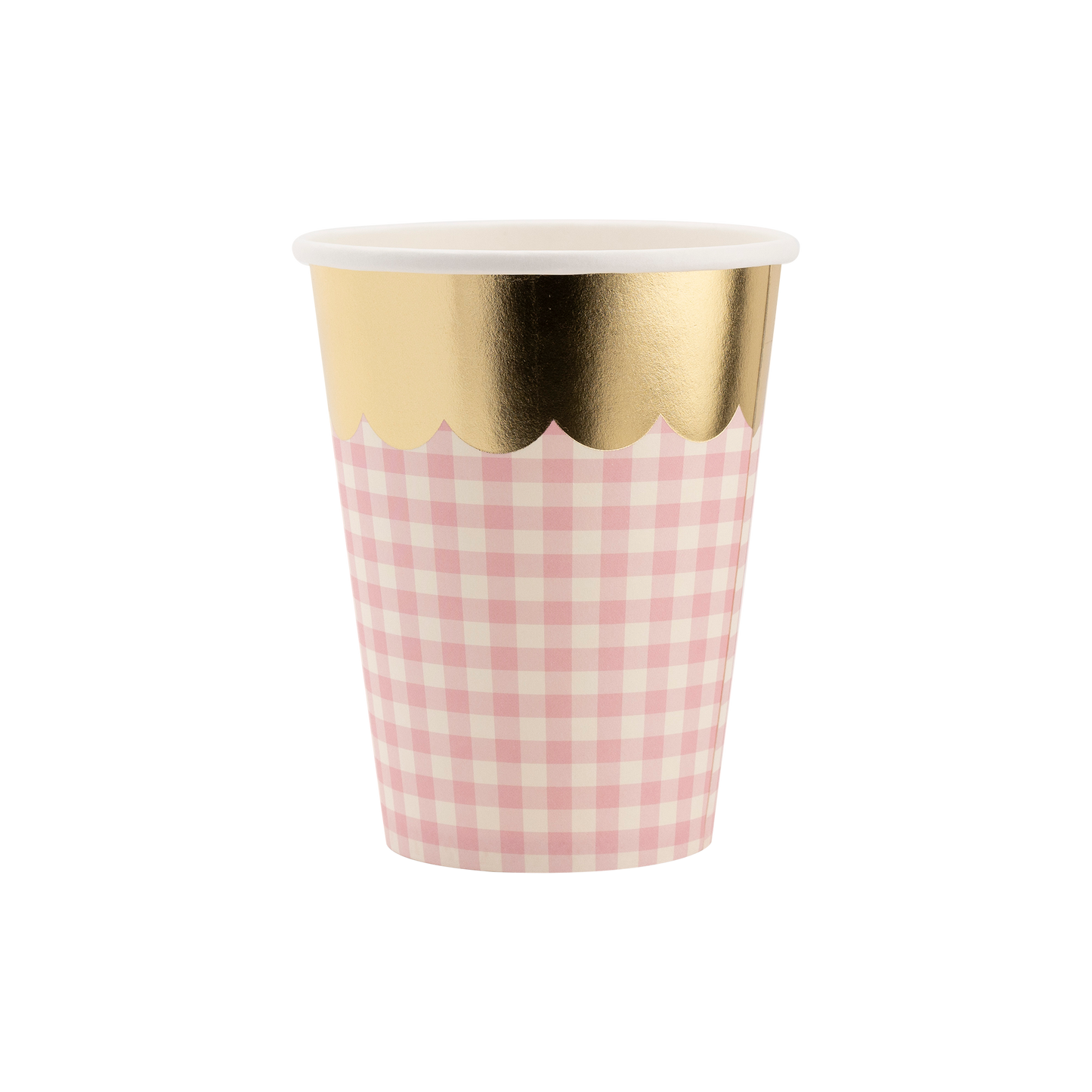 Gingham Cups with Gold Scallop