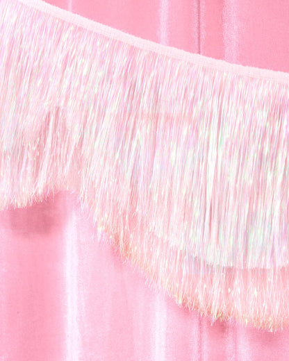 White Iridescent Scallop Fringe Banner