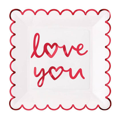 Love you Foil Scallop Plates