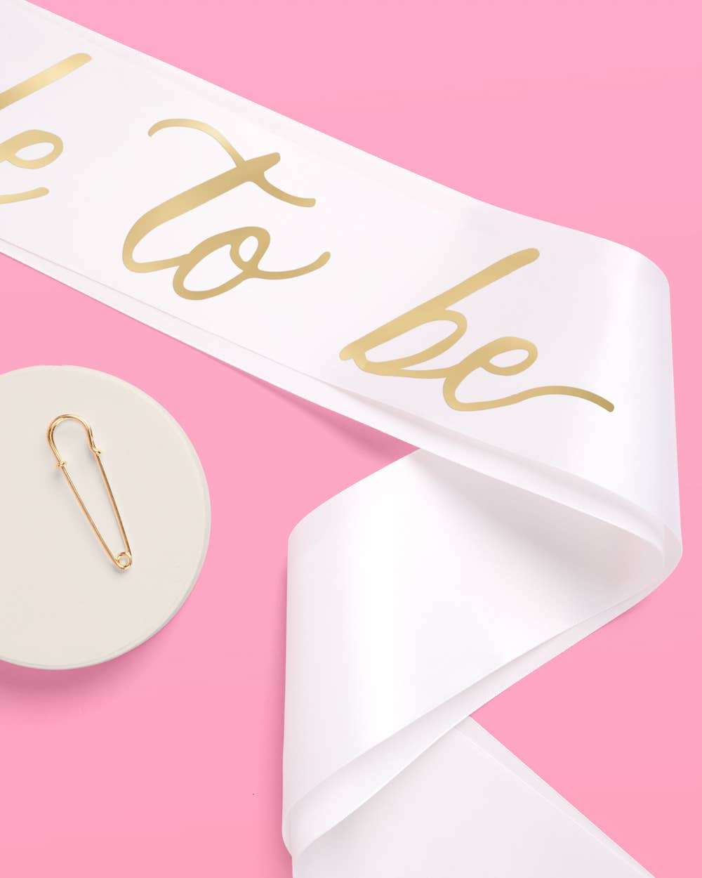 White and Gold Bride To Be Satin Sash