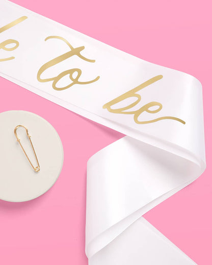 White and Gold Bride To Be Satin Sash