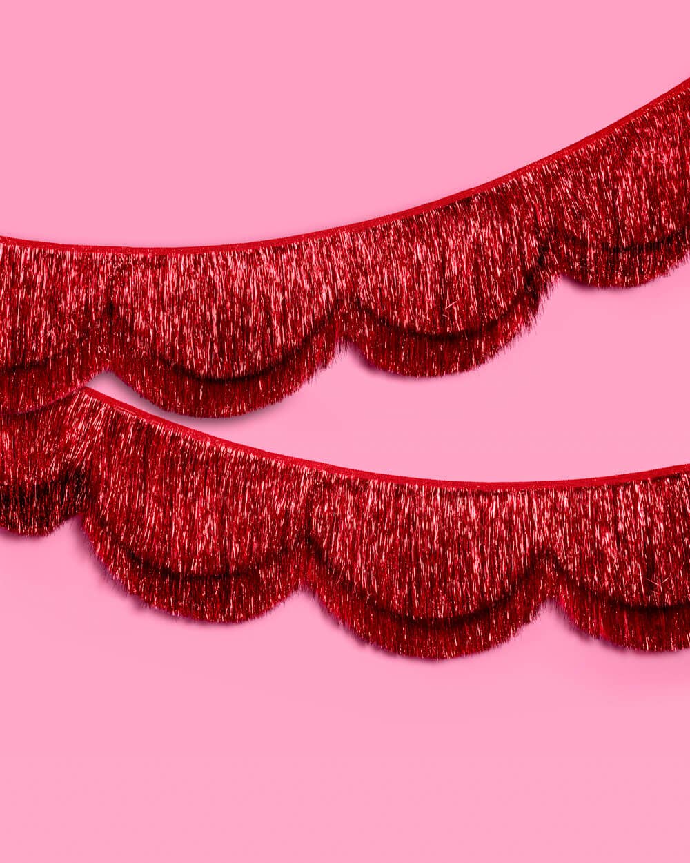 Red Scallop Fringe Banner