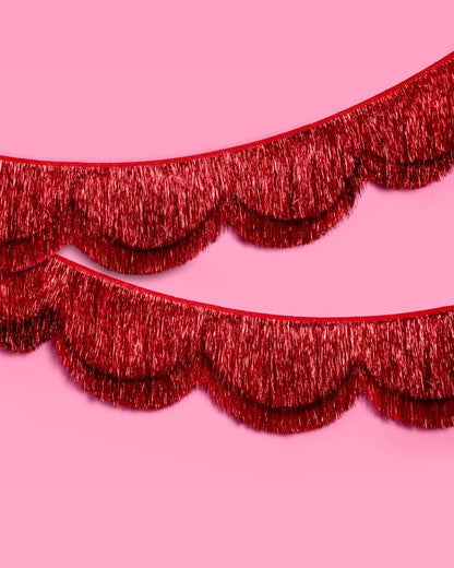 Red Scallop Fringe Banner