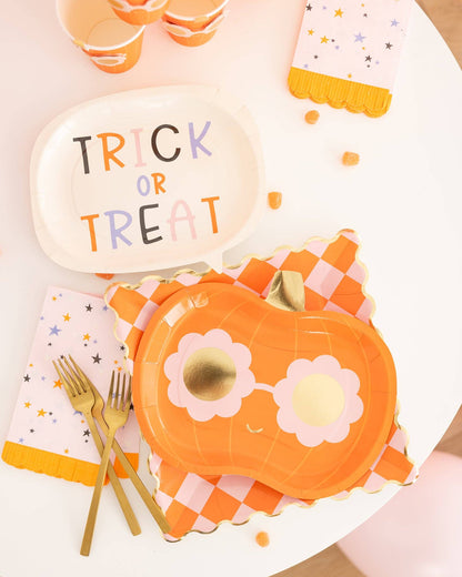 Groovy Pumpkin Shaped Paper Plate