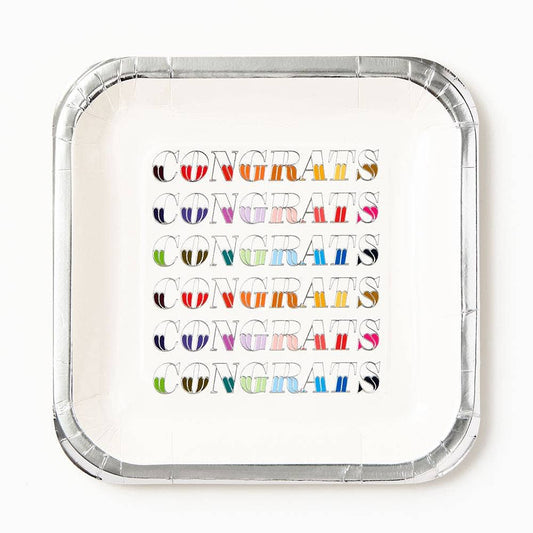 Colorful Congrats Party Large Disposable Plate