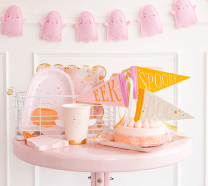 Pink Ghost Shaped Halloween Plates