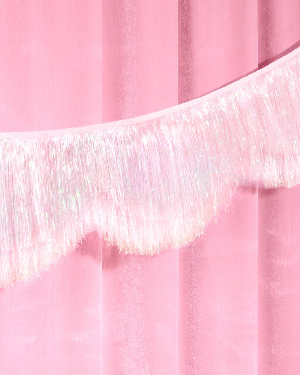White Iridescent Scallop Fringe Banner