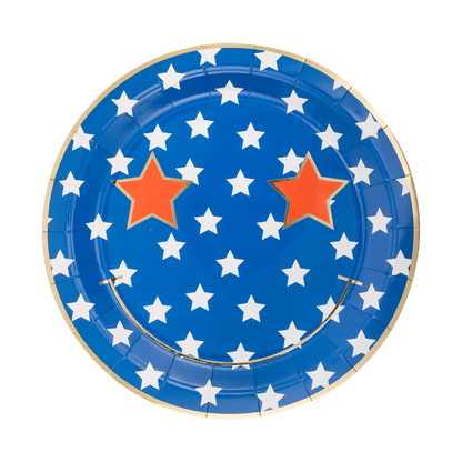 Star & Stripe Smiley Paper Plate Set
