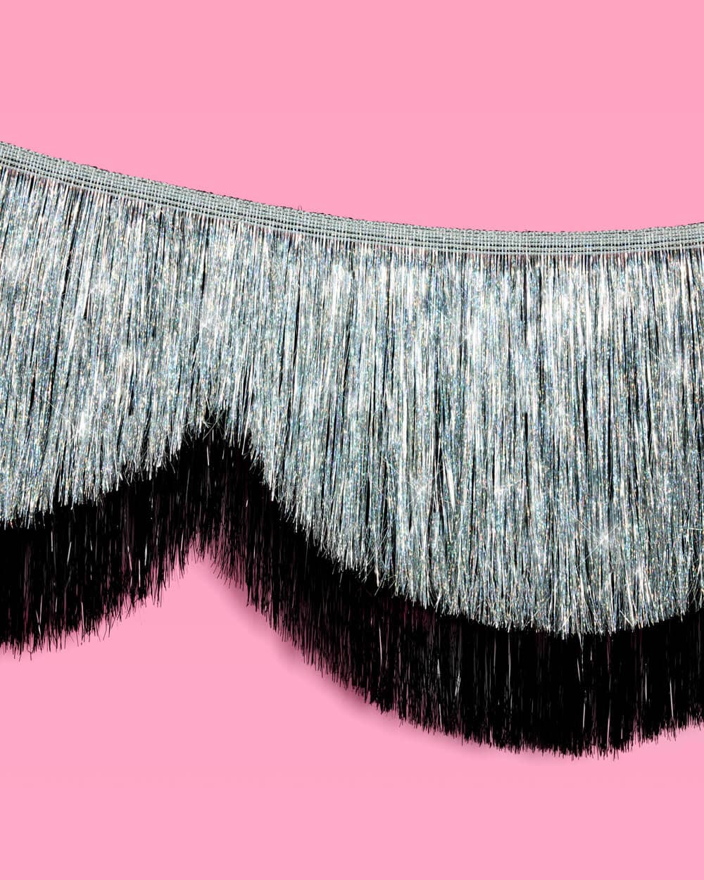 Black & Silver Scallop Fringe Banner