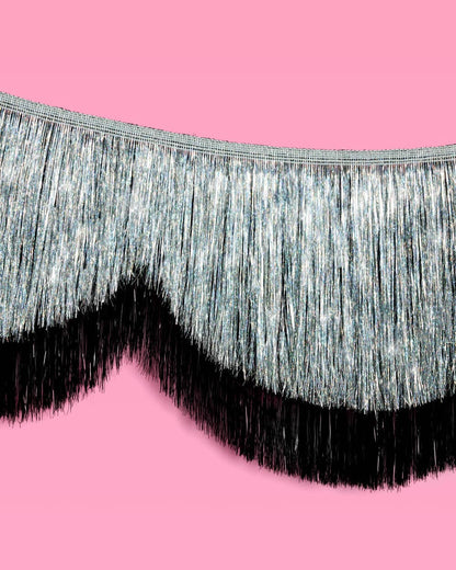 Black & Silver Scallop Fringe Banner