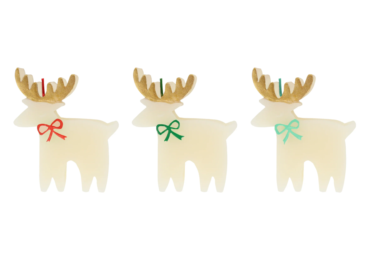 Reindeer with Bow Candles