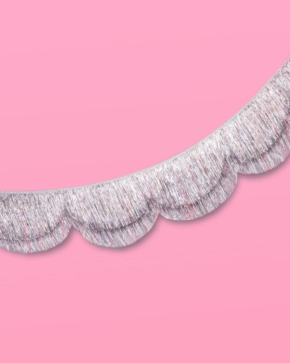 Silver Iridescent Scalloped Fringe Banner