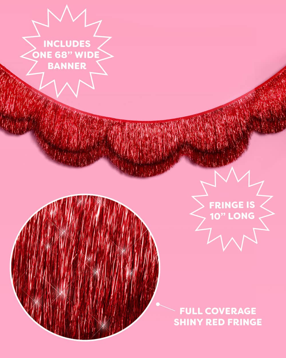 Red Scallop Fringe Banner