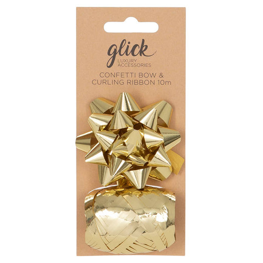 BOW & CURLING RIBBON MULTIPACK - METALLIC GOLD