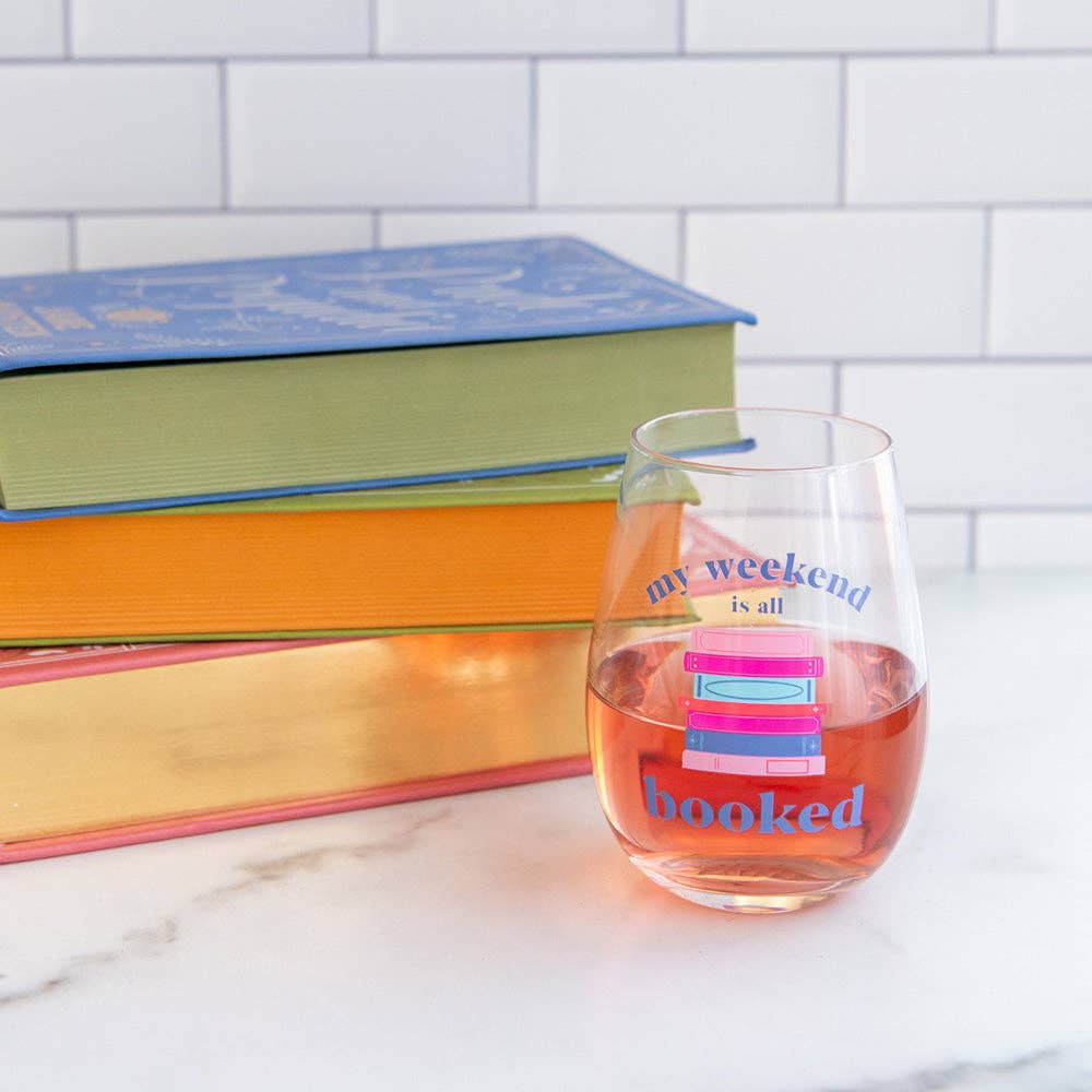 Jollity & Co. + Daydream Society - Book Club "My Weekend Is Booked Wine Glass