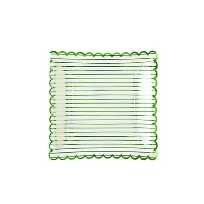 Green Striped Paper Plate